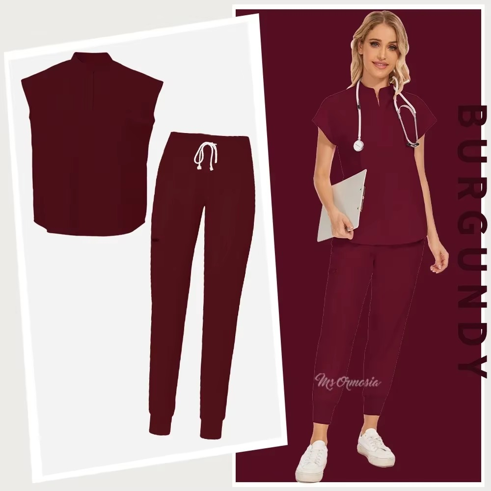 Medical Uniform Elastic Scrub Suit Hospital Surgical Scrubs Top Pants Nurse Nursing Workwear Doctors Clothes Medical Uniform Set