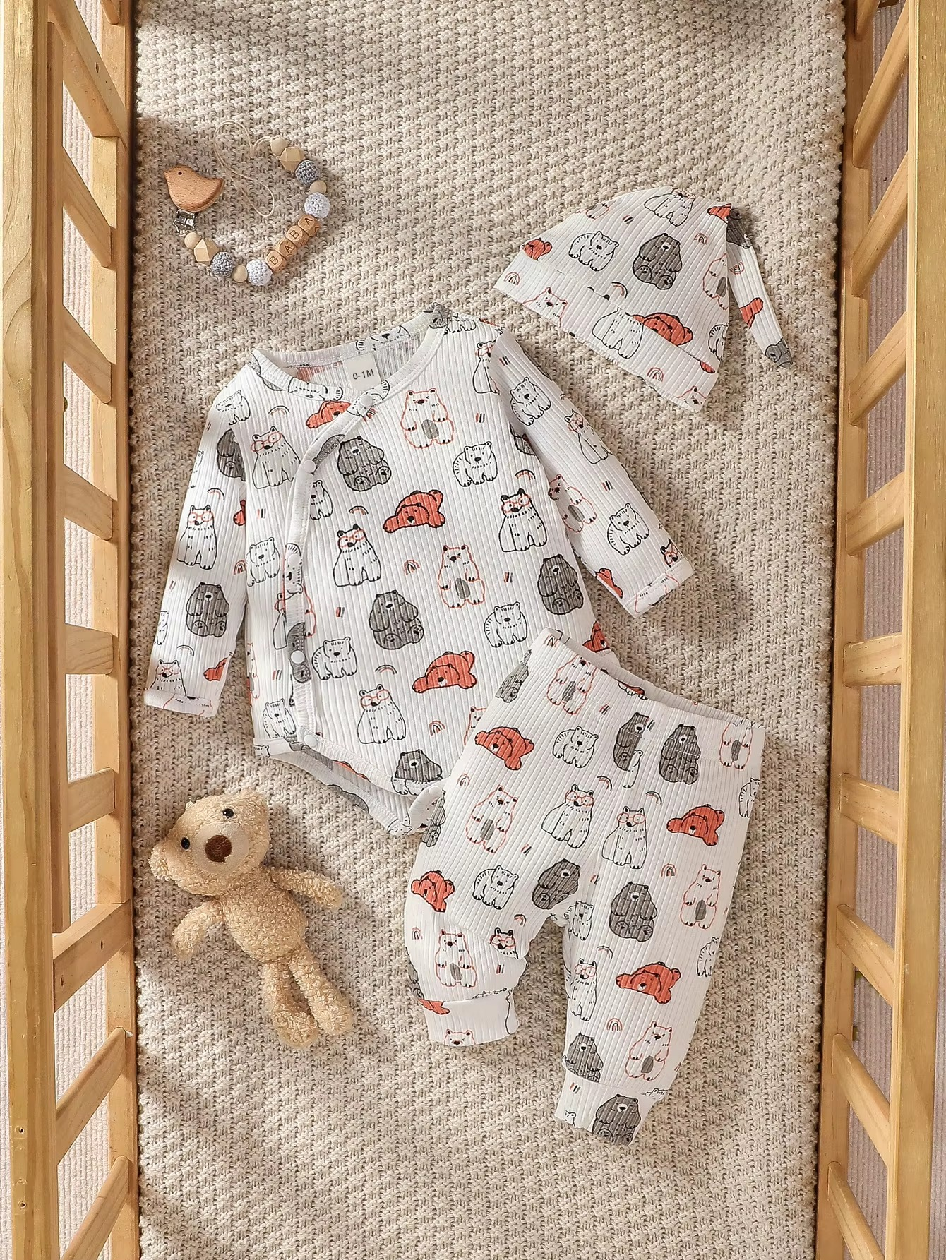 Baby Boys Newborn Soft Long Sleeve Open Stitch 2pcs Pantsuits Casual Daily For Autumn +Hat