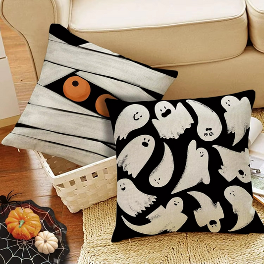 Halloween Pillowcases: Mummy & Ghost Themed, Boo! & Stay Spooky Designs Sofa cushion cover, holiday party decoration, gift
