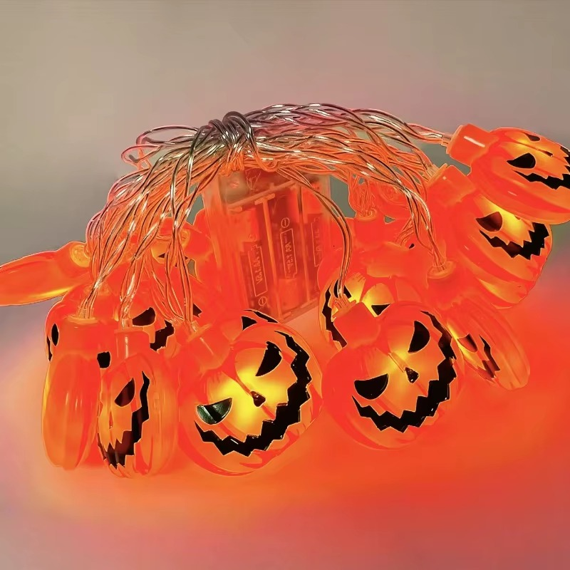 1PC Halloween 10 LED Battery Powered String Lights With Ghost Witch Cat Pumpkin Spider Web Skeleton Mummy Pirate Shape Indoor