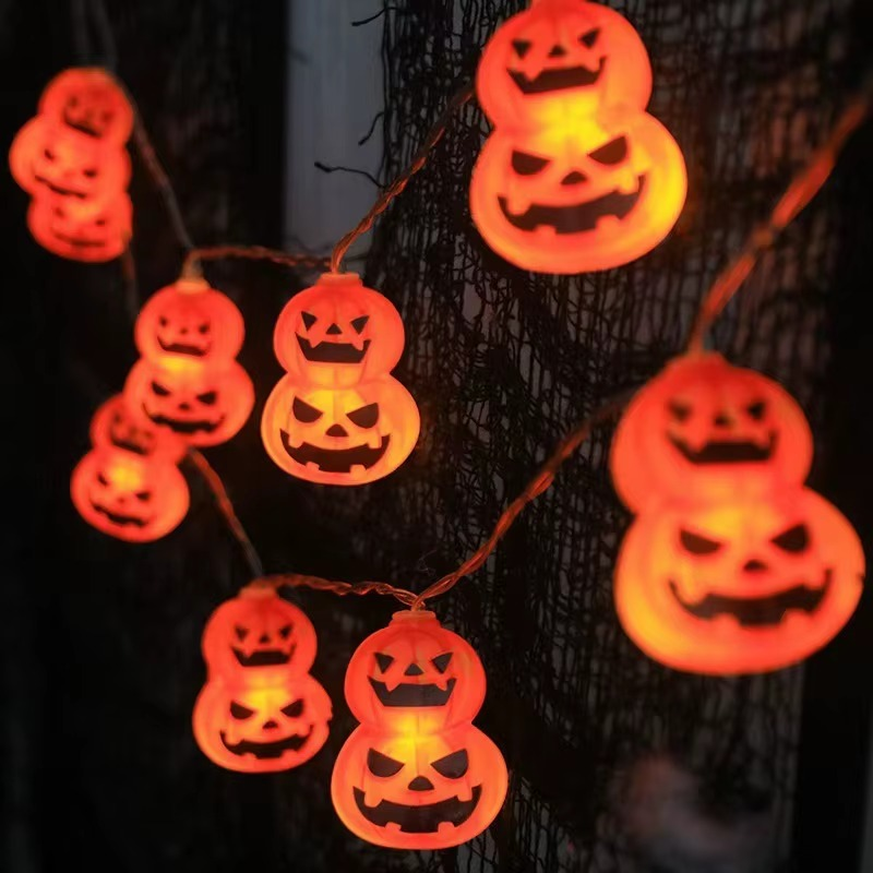 1PC Halloween 10 LED Battery Powered String Lights With Ghost Witch Cat Pumpkin Spider Web Skeleton Mummy Pirate Shape Indoor