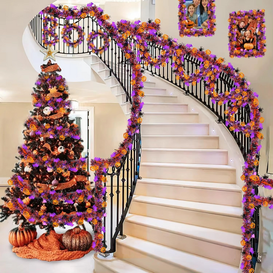 Halloween Decoration With Colorful Stripes Haunted House Decoration Encrypted Pumpkin Spider Bat Ribbon Ghost Festival Bat Fur