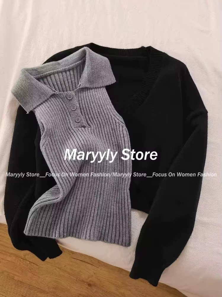 Autumn Winter Korean Fashion Knitted Outfits Women Casual Y2k Crop Tops 2 Piece Set + Ruffle Mini Skirt Office Lady Skirt Suits