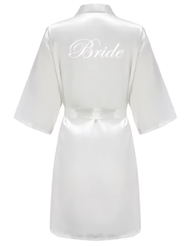 Wedding Party Team Bride Robe Kimono Satin Pajamas Bridesmaid Bathrobe Gold Letter SP089